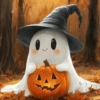 Fantasma com Abóbora na Floresta