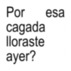 Por cagada lloraste ayer? esa