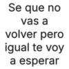 Se que no vas a volver pero igual te voy a esperar