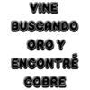VINE BUSCANDO ORO Y ENCONTRÉ COBRE