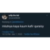 willy the kid @cursedkidd Replying to @ardibhironx mlutnya kaya kaum kafir quraisy Translate Tweet 10:10 PM. Mar 7, 2020 Twitter for iPhone